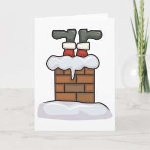 funny santa stuck in chimney holiday card
