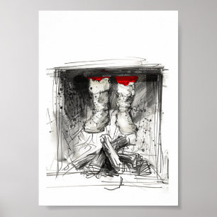 Funny Santa Stuck in Chimney – Xmas Humor Poster