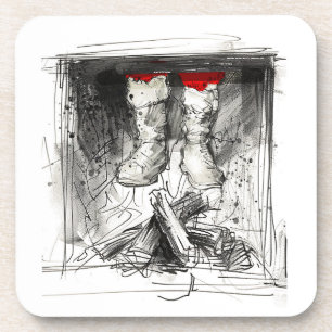 Funny Santa Stuck in Chimney – Xmas Humour Coaster