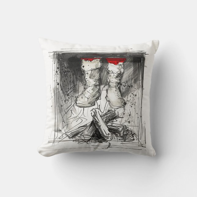Funny Santa Stuck in Chimney – Xmas Humour Cushion (Front)