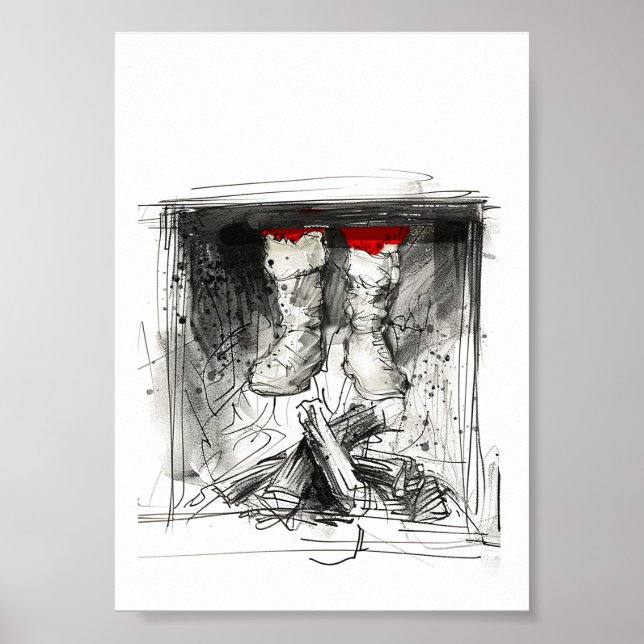 Funny Santa Stuck in Chimney – Xmas Humour Poster (Front)