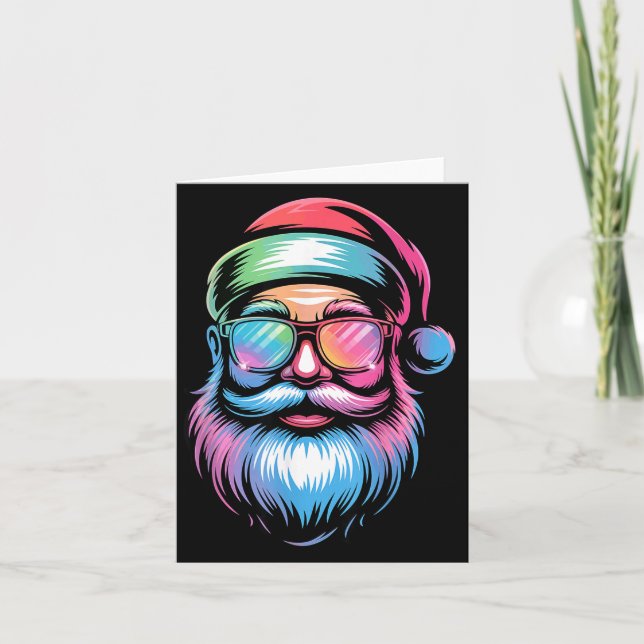 Funny Santa Sungles Christmas Holiday Men Women Ki Card (Front)