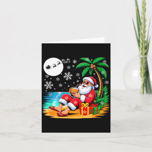 Funny Santa Sungles Drinking Coconut On Beach Chri Card