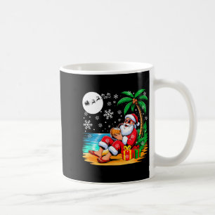 Funny Santa Sungles Drinking Coconut On Beach Chri Coffee Mug