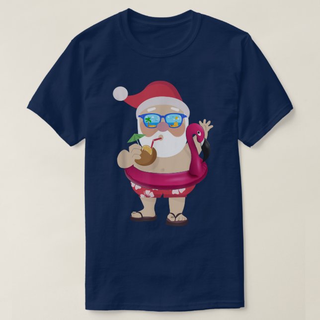 Funny Santa T Shirt Christmas in July Kids Hawaiia (Design Front)