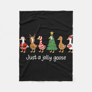 Funny Santa Tee Just A Jolly Goose Christmas Fleece Blanket