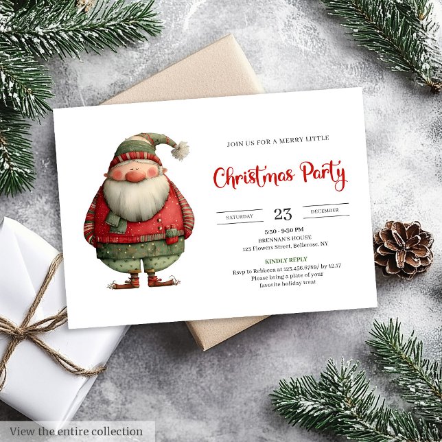 Funny Santa trendy red green Christmas invitation (Funny Santa trendy red green Christmas invitation)