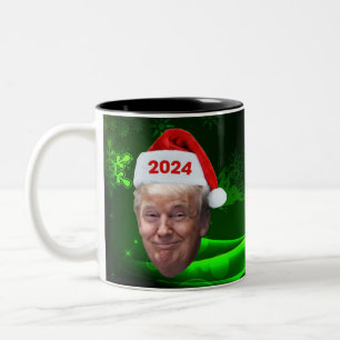 Funny Santa Trump 2024 Christmas Trump Lovers Gift Two-Tone Coffee Mug