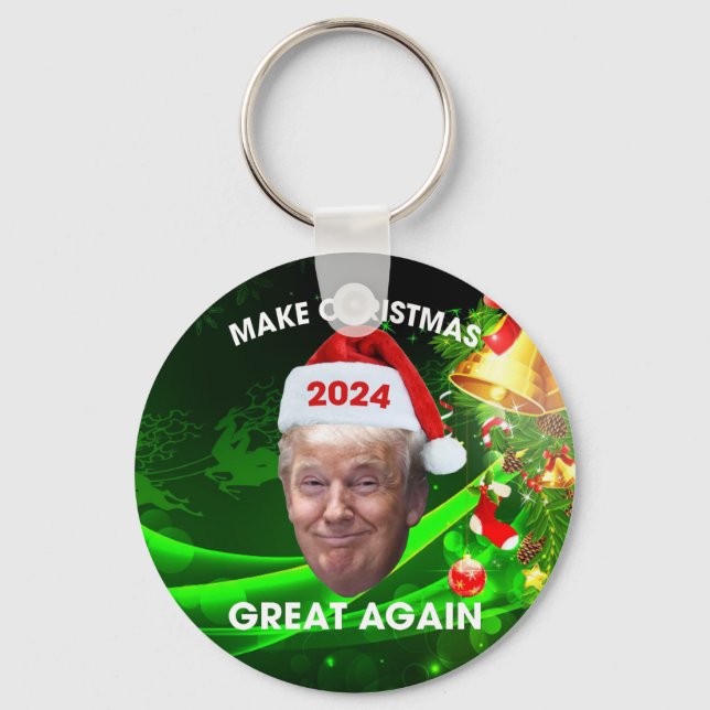 Funny Santa Trump 2024 Make Christmas Great Again  Key Ring (Front)