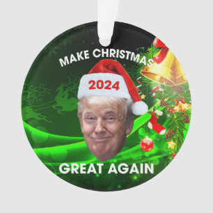 Funny Santa Trump 2024 Make Christmas Great Again Ornament