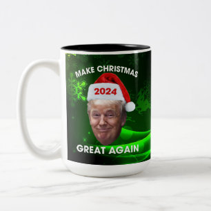 Funny Santa Trump 2024 Make Christmas Great Again  Two-Tone Coffee Mug