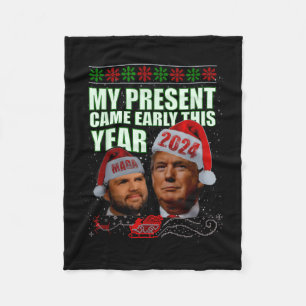 Funny Santa Trump Christmas Came Early 47th Presid Fleece Blanket