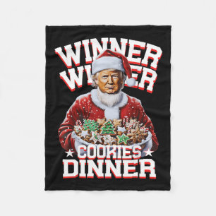 Funny Santa Trump Christmas Winner Winner Cookies Fleece Blanket