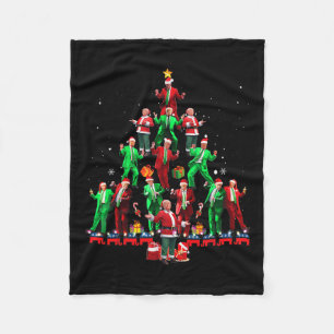 Funny Santa Trump Dance Tree Christmas Pajama Xmas Fleece Blanket