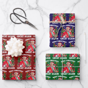 Funny Santa Trump Gift Wrap Trump Christmas