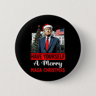 Funny Santa Trump Have Yourself A Merry Christmas 6 Cm Round Badge