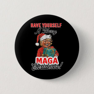 Funny Santa Trump Have Yourself A Merry Christmas 6 Cm Round Badge