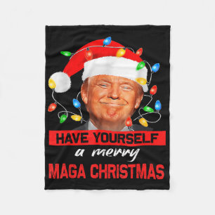 Funny Santa Trump Have Yourself A Merry Christmas Fleece Blanket