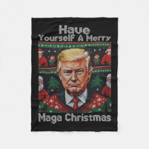 Funny Santa Trump Have Yourself A Merry Christmas Fleece Blanket