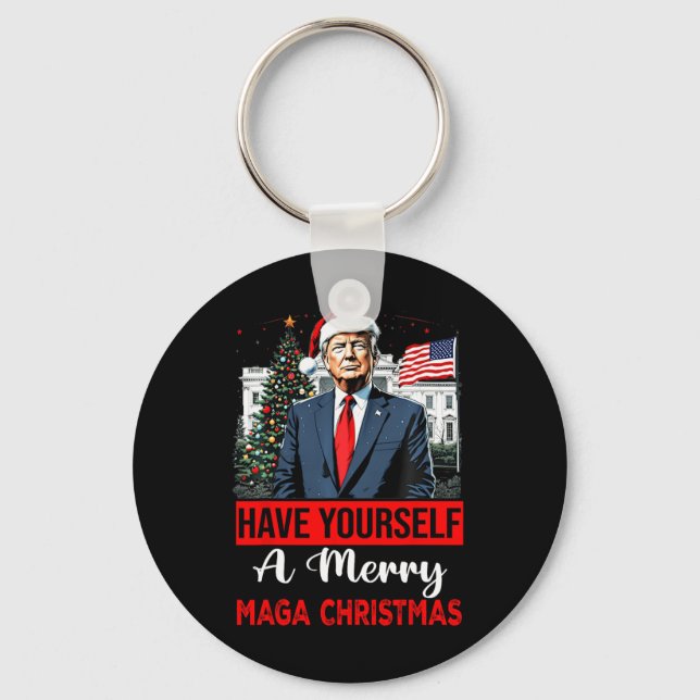Funny Santa Trump Have Yourself A Merry Christmas  Key Ring (Front)