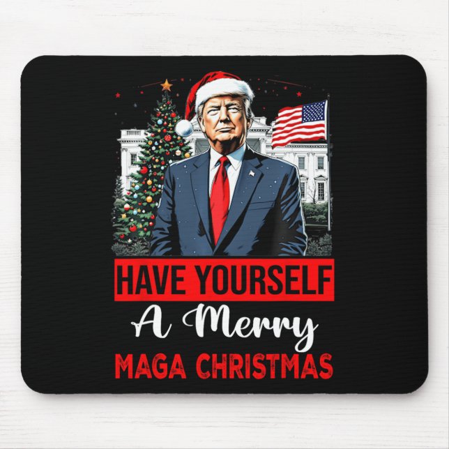 Funny Santa Trump Have Yourself A Merry Christmas  Mouse Mat (Front)