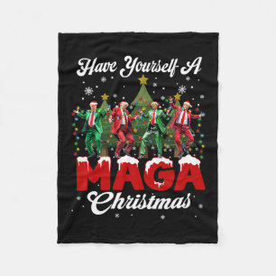 Funny Santa Trump Have Yourself A Merry M.a.g.a Ch Fleece Blanket