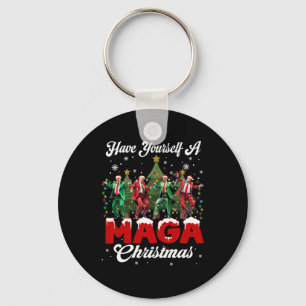 Funny Santa Trump Have Yourself A Merry M.a.g.a Ch Key Ring
