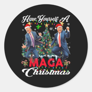 Funny Santa Trump Have Yourself A Merry Mega Chris Classic Round Sticker