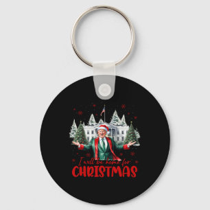 Funny Santa Trump I'll Be Home For Christmas Tree Key Ring