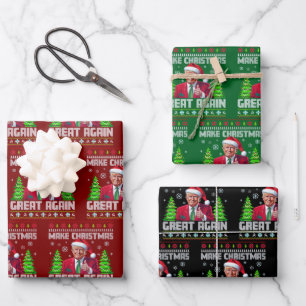 Funny Santa Trump Make Christmas Great Again Gift Wrapping Paper Sheet