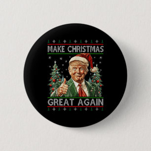 Funny Santa Trump Make Christmas Great Again Ugly  6 Cm Round Badge