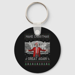 Funny Santa Trump Make Christmas Great Again Ugly  Key Ring