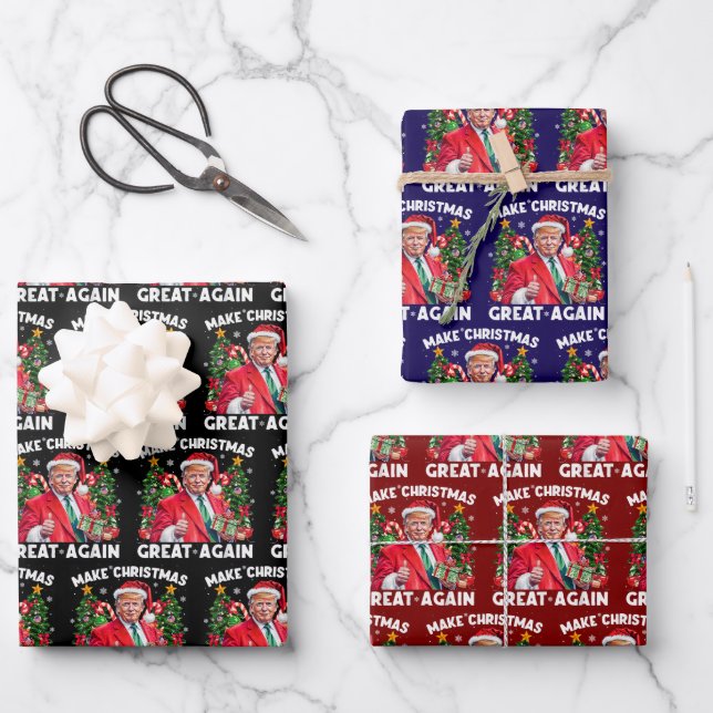 Funny Santa Trump | Make Christmas Great Again Wrapping Paper Sheet (Front)