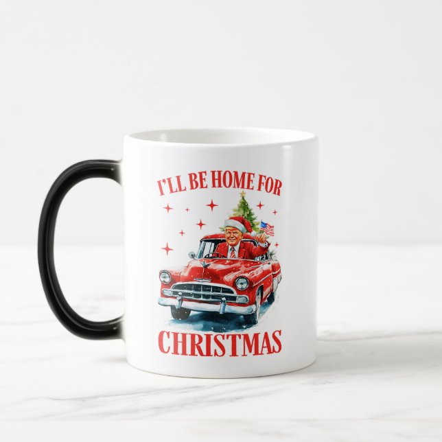 Funny Santa Trump Riding Red Truck Merry Christmas Magic Mug (Left)