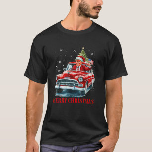Funny Santa Trump Riding Red Truck Merry Christmas T-Shirt