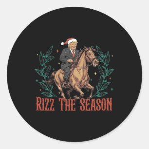 Funny Santa Trump Rizz The Season Make Xmas Great Classic Round Sticker