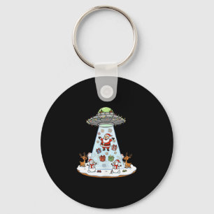 Funny Santa Ufo Delivery Happy Reindeer Snowman Ch Key Ring