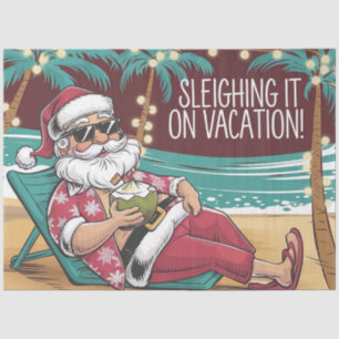 Funny Santa Vacation Christmas Design Tissue Paper