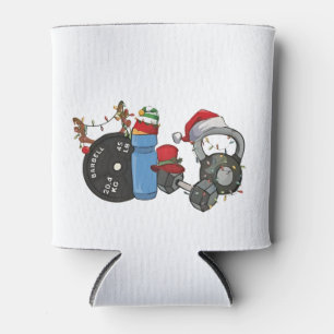 Funny Santa Weightlifting Dumbbells Gym Christmas Can Cooler