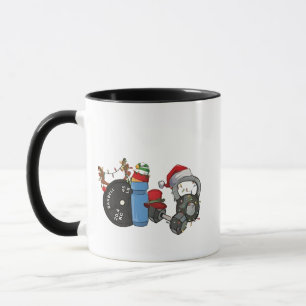 Funny Santa Weightlifting Dumbbells Gym Christmas Mug