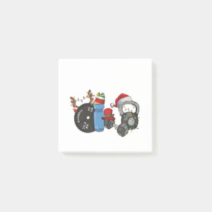 Funny Santa Weightlifting Dumbbells Gym Christmas Post-it Notes
