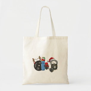 Funny Santa Weightlifting Dumbbells Gym Christmas Tote Bag