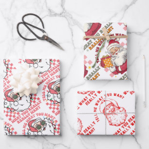 Funny Santa  Wrapping Paper Sheet