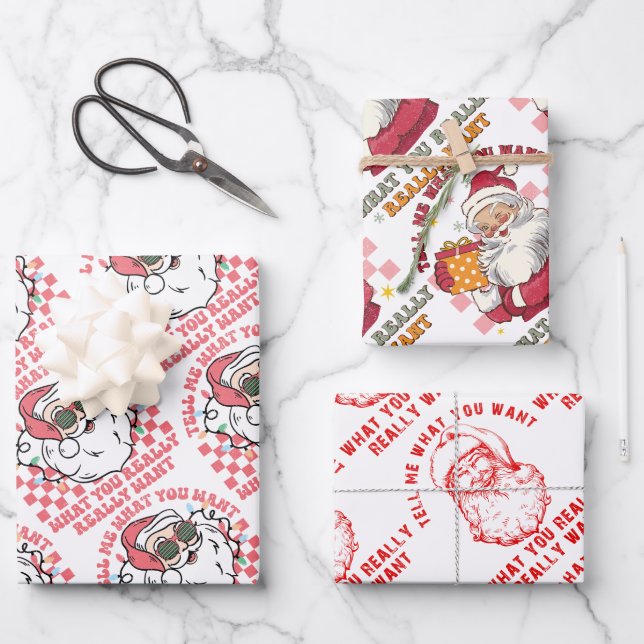 Funny Santa  Wrapping Paper Sheet (Front)