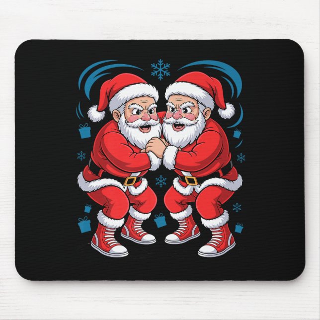 Funny Santa Wrestling Lover Wrestler Xmas Christma Mouse Mat (Front)