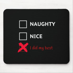 Funny Santa Xmas List Tee - Naughty Mouse Mat