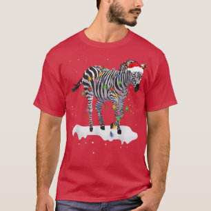 Funny Santa Zebra Christmas Lights Lover Christmas T-Shirt