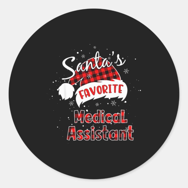Funny Santa's Favorite Medical Istant Christmas Pa Classic Round Sticker (Front)