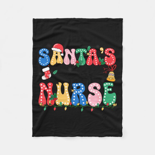 Funny Santa's Favorite Nurse Christmas Nursing Xma Fleece Blanket (Front)