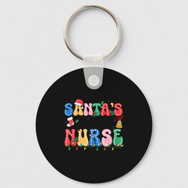 Funny Santa's Favorite Nurse Christmas Nursing Xma Key Ring (Front)